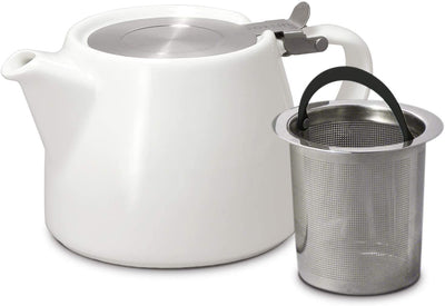 FORLIFE Stump Teapot with SLS Lid and Infuser, 18-Ounce, White