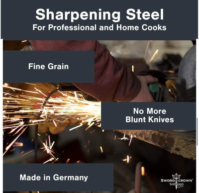 Sword & Crown sharpening steel from Solingen 34cm / sharpening steel for knife sharpening stick / chrome-vanadium steel stainless