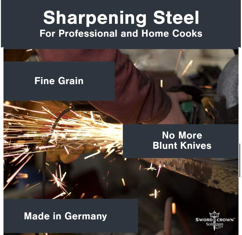 Sword & Crown sharpening steel from Solingen 34cm / sharpening steel for knife sharpening stick / chrome-vanadium steel stainless