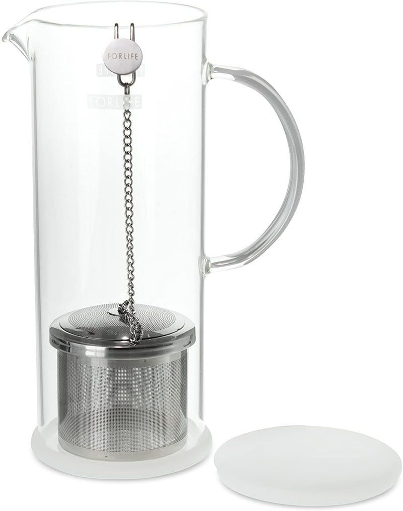 FORLIFE LUCENT Glass Iced Tea Jug with Capsule Infuser, 48-Ounce, Frost