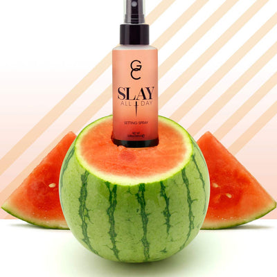 GC Make Up Setting Spray - Gerard Cosmetics Slay All Day Watermelon Scented - OIL CONTROL, MATTE FINISH facial mist & makeup sealer, Keeps makeup fresh all day- 3.38oz (100ml) CRUELTY FREE, USA MADE