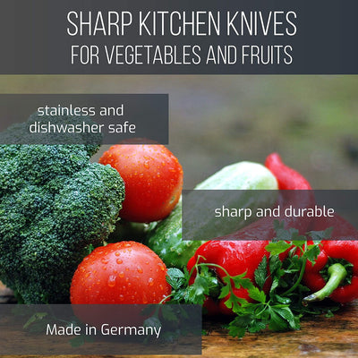 Sword & crown kitchen knife wooden handle beech straight curved/paring knife sharp paring knife all-purpose knife/stainless steel 3" / (4, 3" straight)