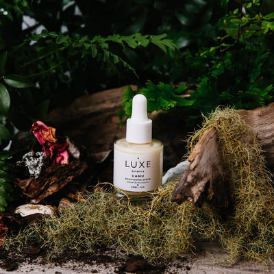 Luxe Botanics Camu Brightening Serum - Achieve a Naturally Luminous Glow - Organic Camu Camu Berry, Vitamin C, Sodium Hyaluronate, & Ferulic Acid (1oz)