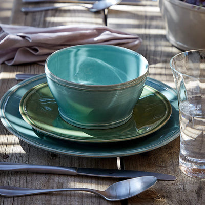 Casafina Stoneware Ceramic Dish Fontana Collection 30-Piece Dinnerware Set (Service for 6), Turquoise