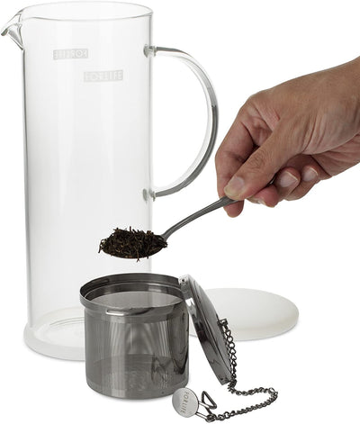 FORLIFE LUCENT Glass Iced Tea Jug with Capsule Infuser, 48-Ounce, Frost