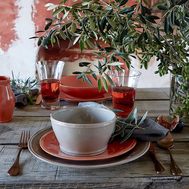 Casafina Stoneware Ceramic Dish Fontana Collection 5-Piece Dinnerware Set (Service for 1), Dove Gray