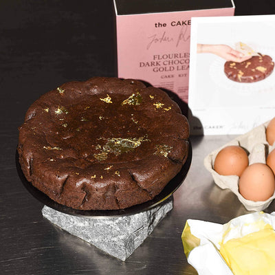 The Caker Flourless Dark Chocolate Gold Leaf Cake Kit