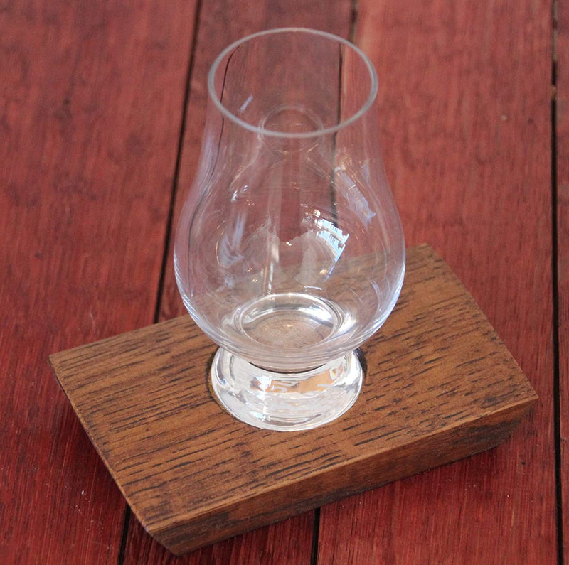 Barrel-Art Barrel Stave Whiskey Bourbon Scotch Coaster with Glencarin Glass, Dark Walnut