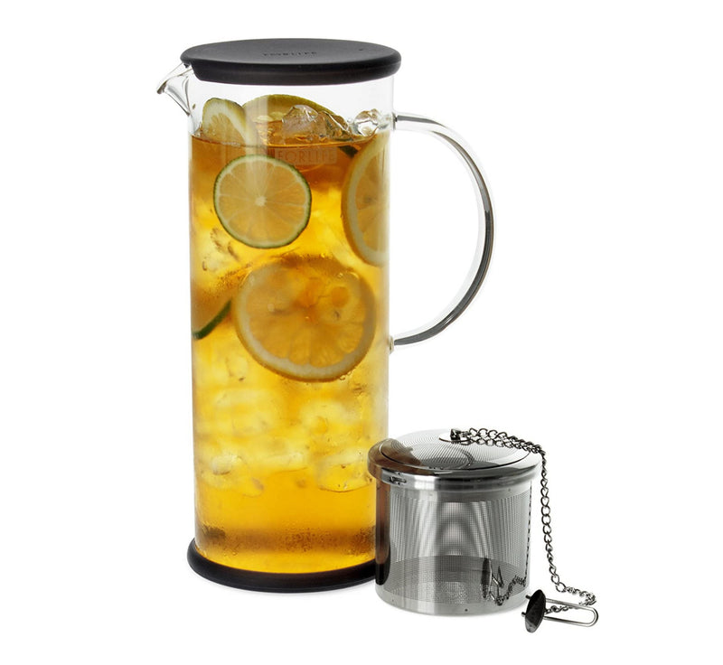 FORLIFE LUCENT Glass Iced Tea Jug with Capsule Infuser, 48-Ounce, Charcoal