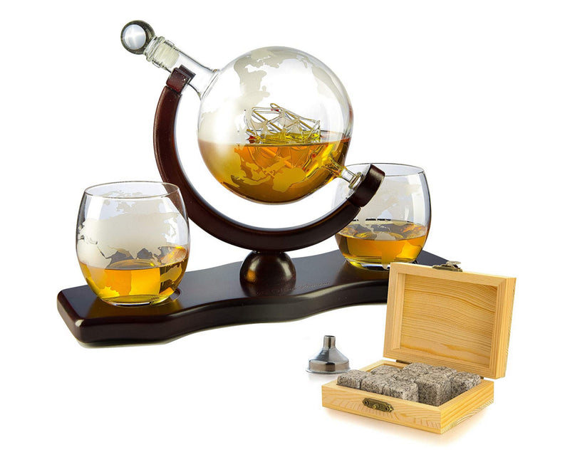 The Wine Savant Etched Globe Decanter Set