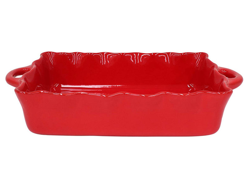 Casafina Stoneware Ceramic Dish Cook & Host Collection Large Rectangular Baker Casserole, (Red) L14"xW10"