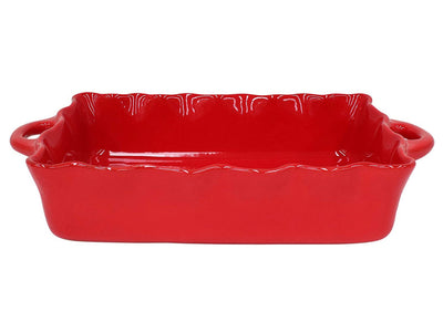 Casafina Stoneware Ceramic Dish Cook & Host Collection Medium Rectangular Baker Casserole, (Red) L11"xW8.5"