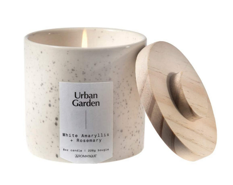 Aromatique Urban Garden Speckled Ceramic Scented Candle (White Amaryllis and Rosemary)