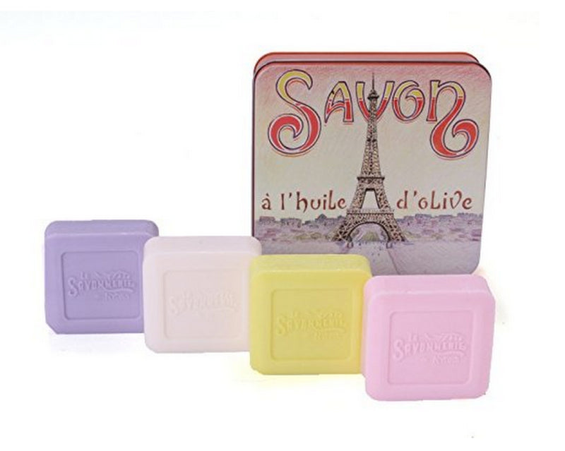 La Savonnerie de Nyons - Set of 4 Soap in Metal tin La Tour Eiffel, 4x100 g