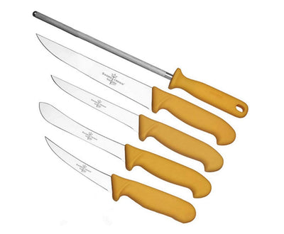 Sword & crown butcher knife set Solingen - 5 pieces, stainless steel