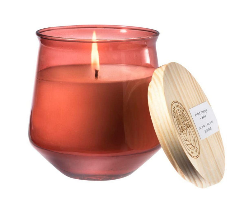 Aromatique Urban Garden Glass Candle (Blood Orange and Sake, Full Size 15 oz)