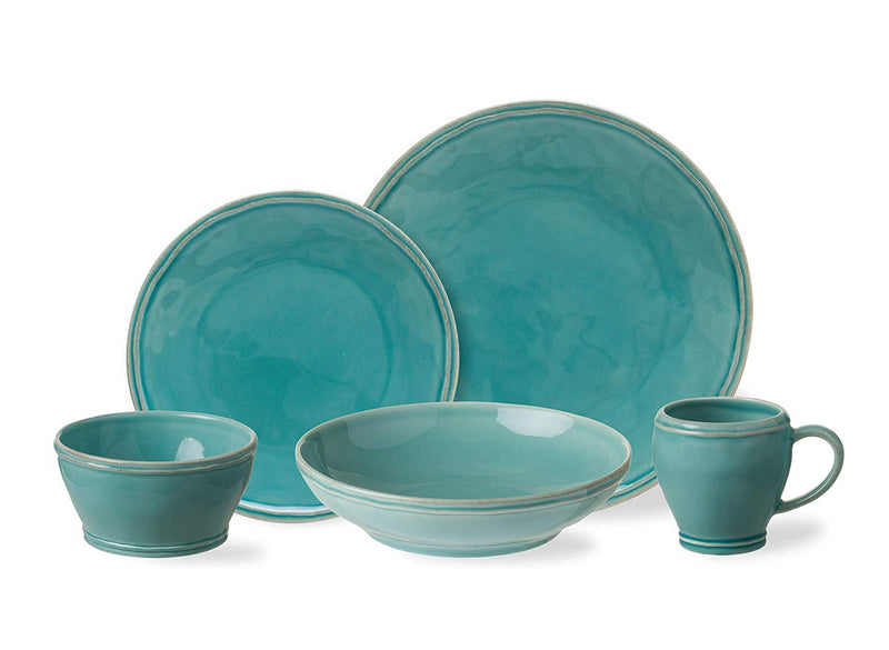 Casafina Stoneware Ceramic Dish Fontana Collection 5-Piece Dinnerware Set (Service for 1), Turquoise