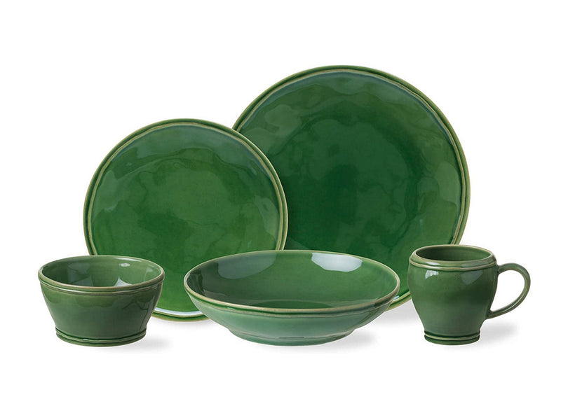 Casafina Stoneware Ceramic Dish Fontana Collection 5-Piece Dinnerware Set (Service for 1), Forest Green