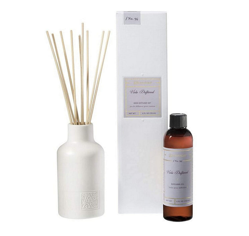 Aromatique VIOLA DRIFTWOOD Reed Diffuser Gift Set Square Glass Bottle with Medallion