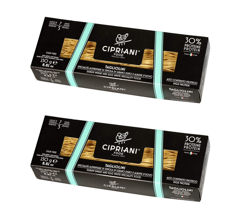 Cipriani Food High Protein 30% Tagliolini Extra Thin Egg White Pasta - 8.82 oz (2 Pack)