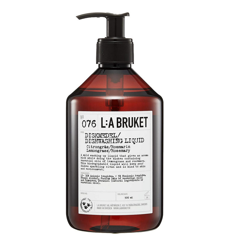 L:A Bruket No. 076 Dishwashing Soap | Lemongrass and Rosemary