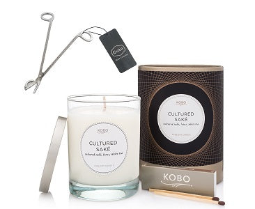 Kobo Candles Cultured Sake Pure Soy Candle & Gute Wick Cutter (2 Piece Bundle)