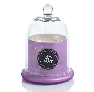 Zodax Apothecary Guild Scented Frosted Candle Jar w/ Glass Dome Black Fig Vetiver Pink