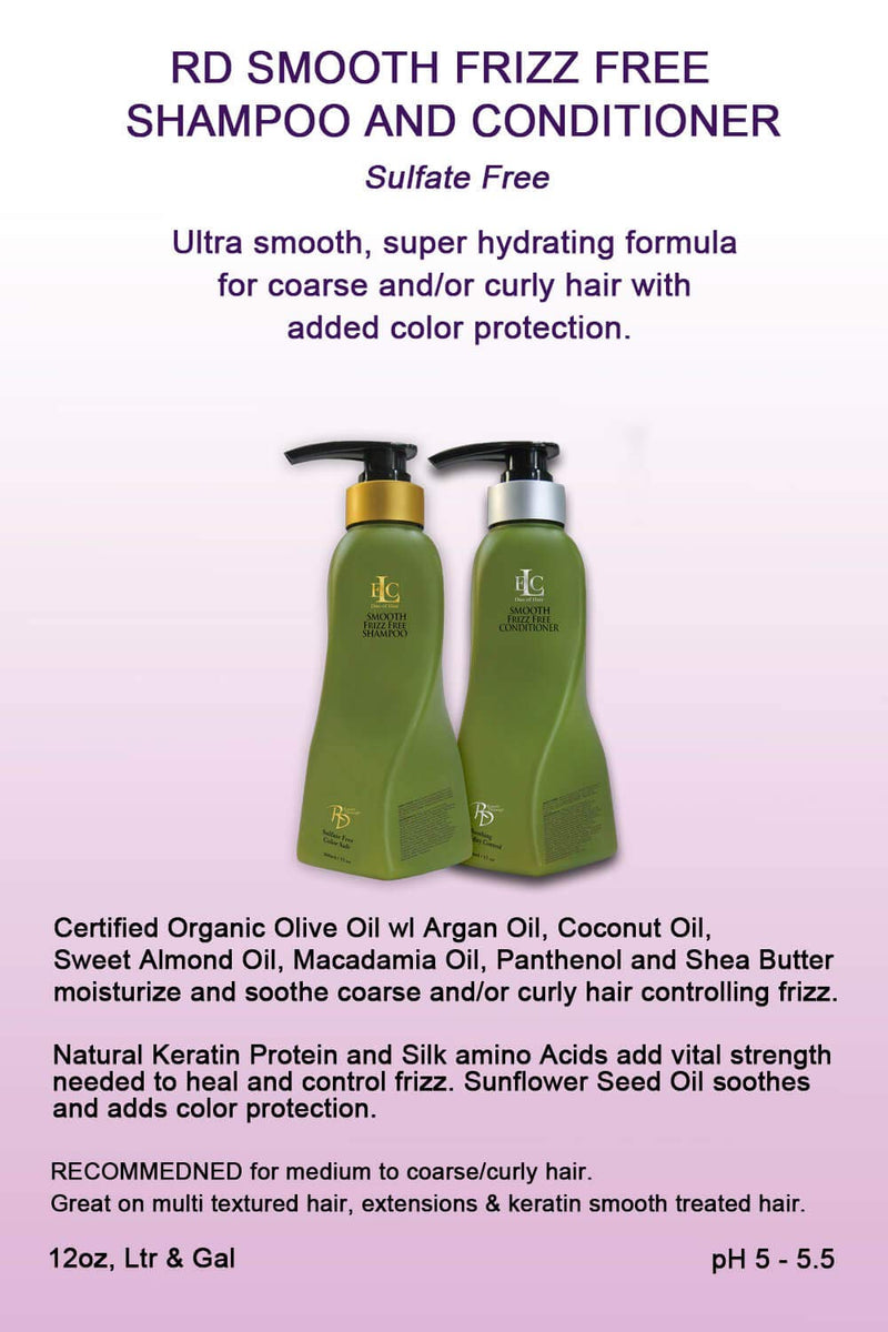 ELC RD Smooth Frizz Free Conditioner; Detangles, Adds Color Protection, Smooths, Controls Frizz & Humidity. Moisturizes (12 oz). Strengthens & Adds Shine. Curly Or Straight, Control Frizz
