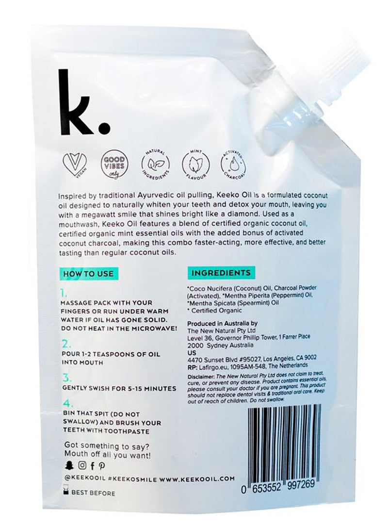 Keeko - Natural/Organic Mint Charcoal Oil Pulling Mouthwash (3.38 oz / 100 ml)