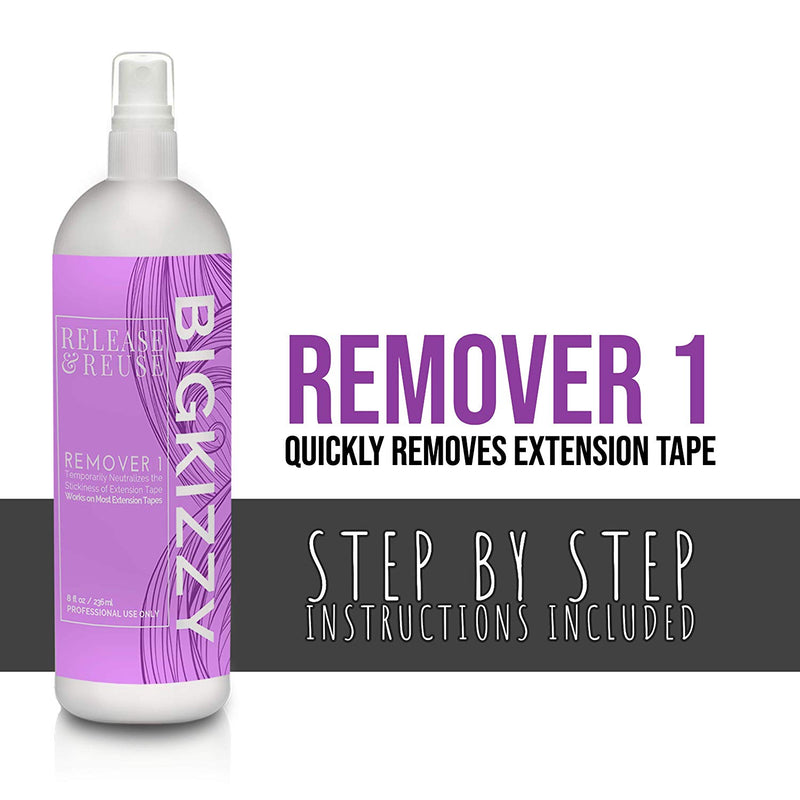 Big Kizzy Remover 1, Release & Reuse, 32oz Salon Size + Free 8oz, Tape In Hair Extension Remover, Tested & Proven Fastest & Easiest Adhesive Remover, Professional Quality