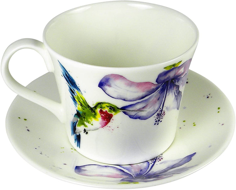 Roy Kirkham Breakfast Tea Cup and Saucer Set Fine Bone China Hummingbird England