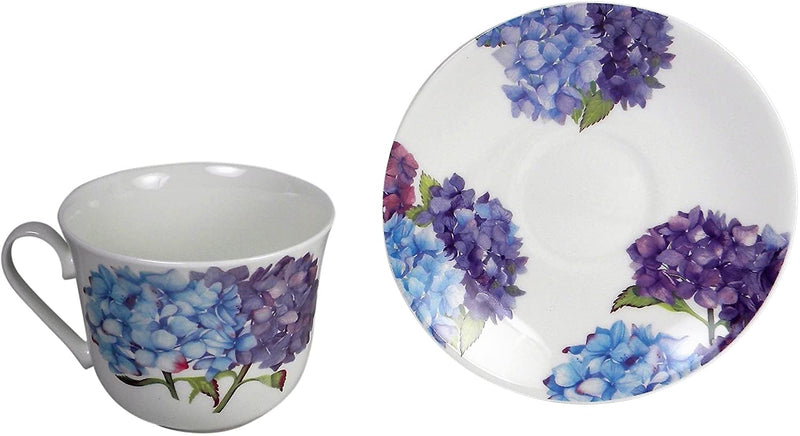 Roy Kirkham Jumbo Breakfast Cup and Saucer in Hydrangea Design