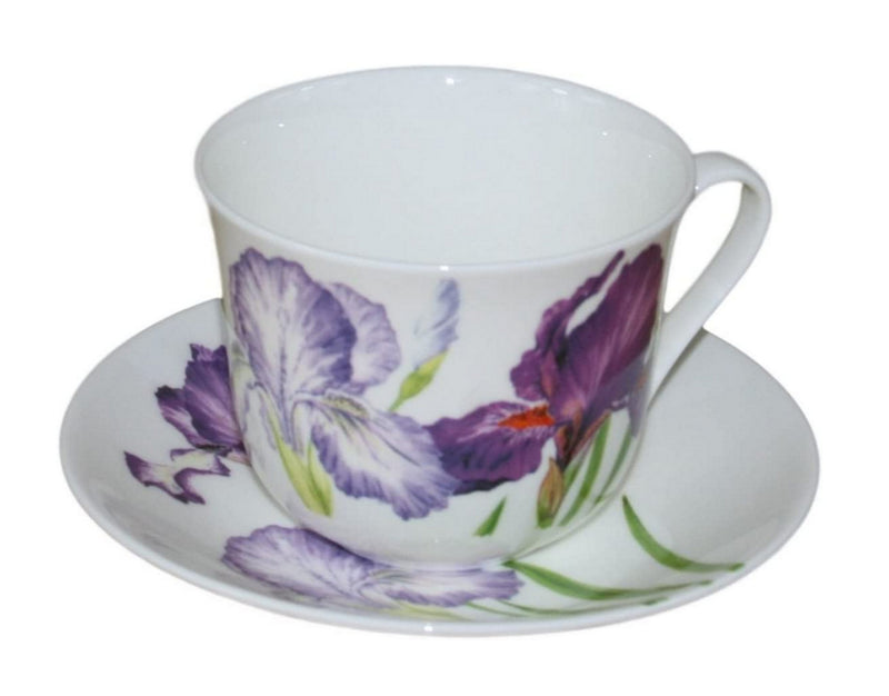 Roy Kirkham Jumbo Breakfast Cup and Saucer in Iris Design