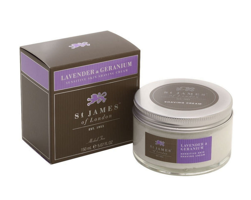 St James of London Shave Cream Jar, Lavender & Geranium, 5.07 Fl Oz