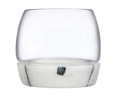 NUDE Glass Chill Whiskey Tumbler with Marble Base Lead-Free Crystal