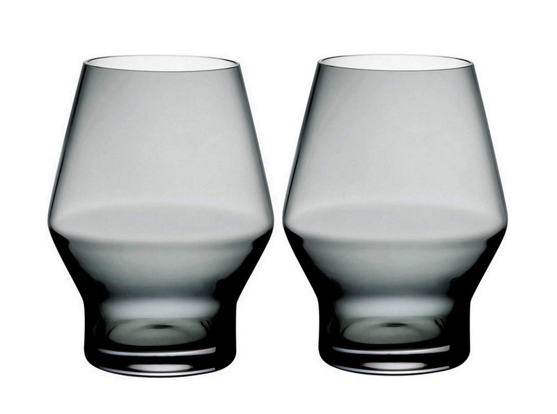 NUDE Glass Beak Glasses Set of 2 Water/Wine Drinking Glasses Lead-Free Crystal Set of 2 (Smoke)