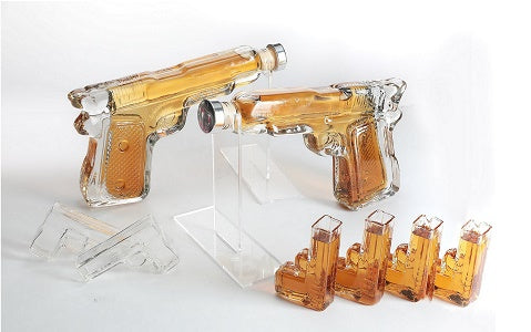 The Wine Savant Pistol Whiskey Gun Decanter & Shot Glasses Set