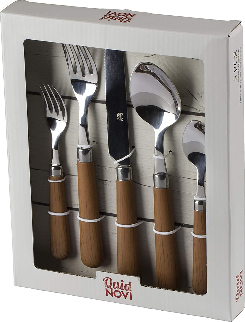 Quid Novi Flatware Corsica Collection - 10-Piece Stainless Steel Silverware Set Service for 2 - Medium Brown