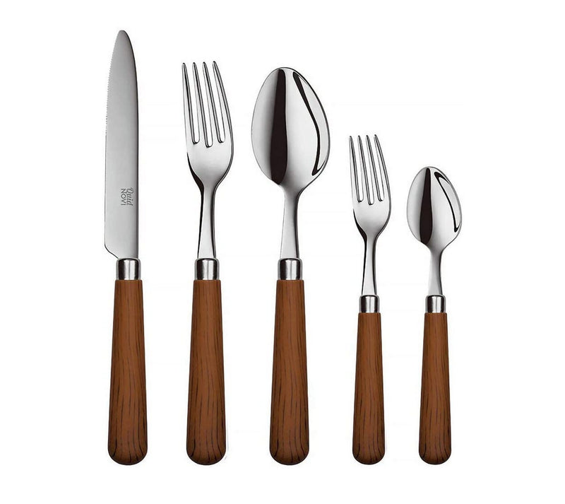 Quid Novi Flatware Corsica Collection - 10-Piece Stainless Steel Silverware Set Service for 2 - Medium Brown