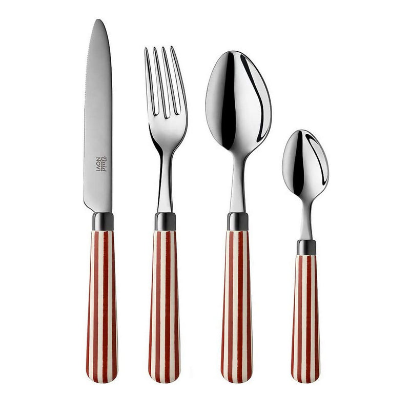 Quid Novi Flatware 16-Piece Stainless Steel Silverware Set Service for 4 - Transatlantic Red Collection