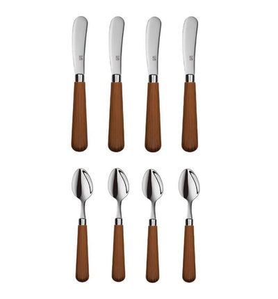 Quid Novi Flatware Corsica Collection - 8-Piece Stainless Steel Serving Set - Medium Brown