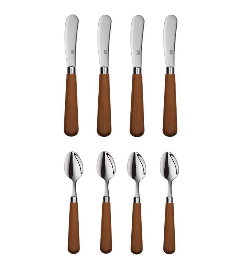 Quid Novi Flatware Corsica Collection - 8-Piece Stainless Steel Serving Set - Medium Brown