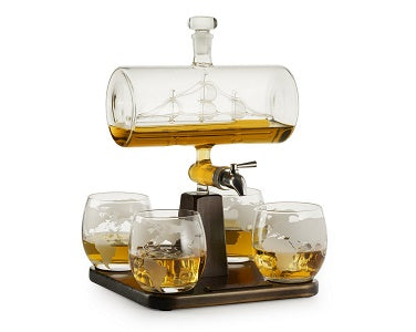 The Wine Savant Antique Ship Decanter Set