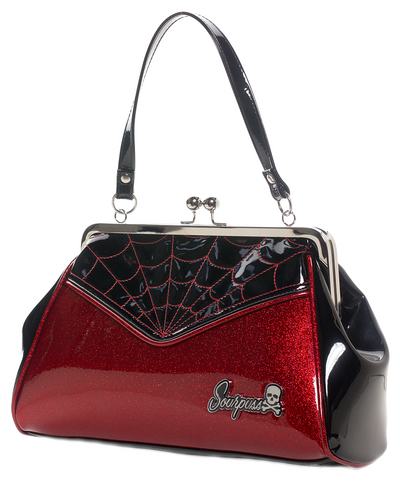 Sourpuss Spiderweb Backseat Baby Purse Red