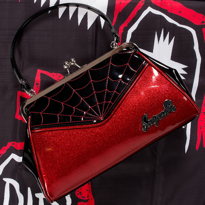 Sourpuss Spiderweb Backseat Baby Purse Red