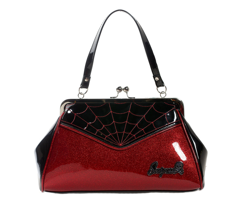 Sourpuss Spiderweb Backseat Baby Purse Red