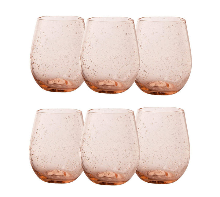 TAG Bubble Glasses 16 oz. Rose Stemless Wine Glass (6-Pack) Featuring   Alrossa