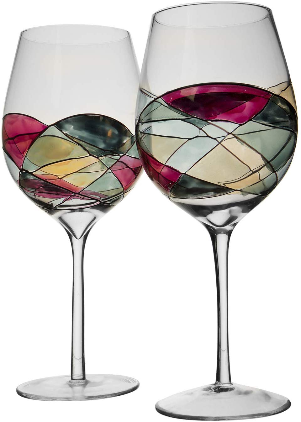 The Wine Savant Beautiful Hand Painted Wine Glasses Set of 2 – Alrossa
